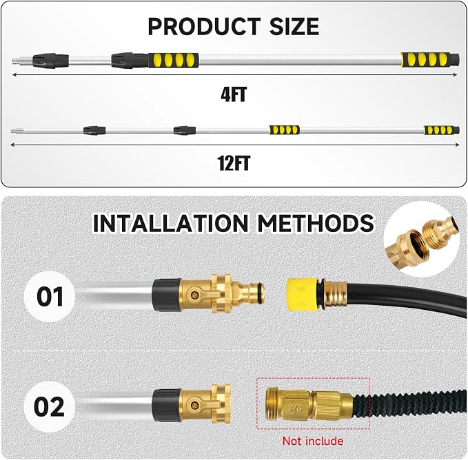 Gutter Cleaning Tools, 12ft(20ft Reach) Gutter Cleaner Tools From the Ground with Hose Attachment, Rain Gutters Cleaning Wand with Heavy-Duty Head for 2nd Story House