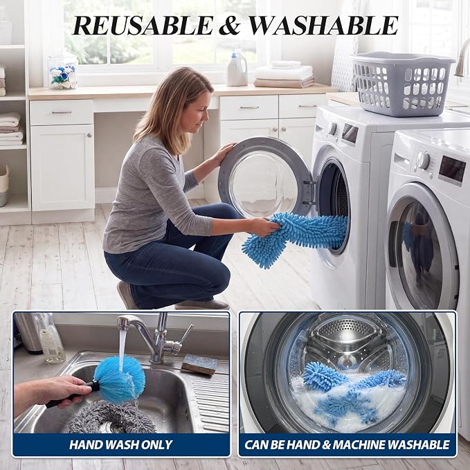 COVERONICS 23FT High Duster Cleaning Tools with 4-16FT Extension Poles | Reusable Fan Duster Cleaning Kits with Ceiling Fan Cleaner Duster, Window Squeegee, Microfiber Feather Duster & Cobweb Duster