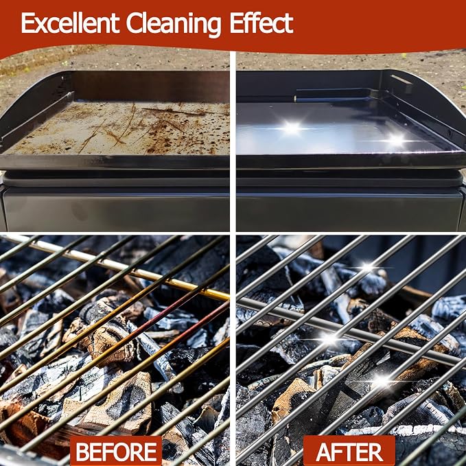 Griddle Cleaning Kit for Blackstone | Professional Flat Top Grill Cleaning Kit, with Heavy Duty Griddle Scraper, Grill Bricks, Scouring Pads & Ergonomic Handles