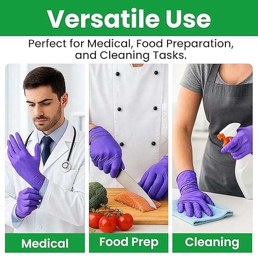 SafeWay Nitrile Disposable Gloves — Multi-Purpose Powder-Free, Non-Latex, Medical Use, and Textured Fingertips for Food Prep, Cleaning, Tattoo, Nursing, Lab, Examination, & More — (8000pcs, X-Large)