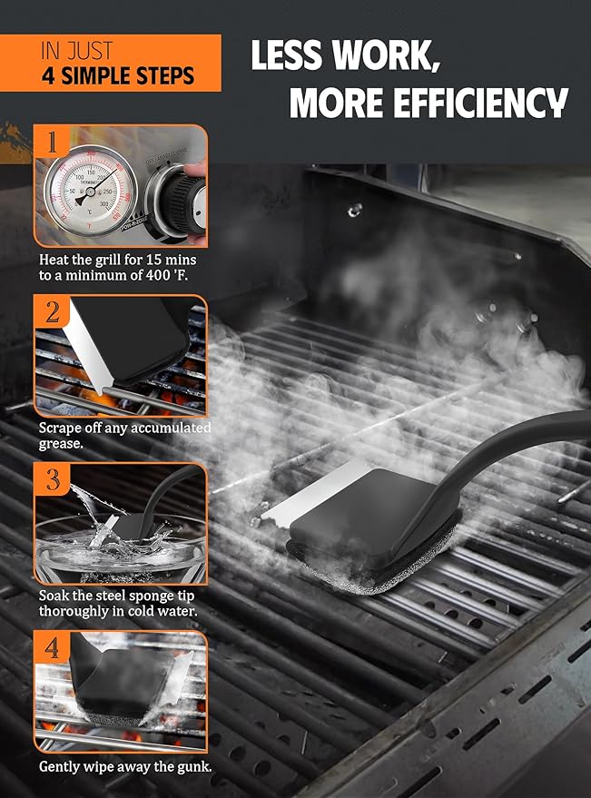 MEKER Grill Brush Bristle Replacement Pad, Ultra Safe Cleaning, Grill Cleaner Pad, Grill Brush Replacement Pad, 4 PCS