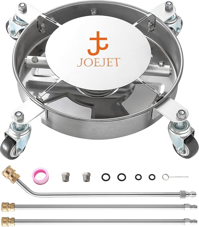 JOEJET Undercarriage Pressure Washer Attachment with 3 Extension Wands | Undercarriage Cleaner with 4 Wheels, 14 Inch Under Car Washer, 4000 PSI