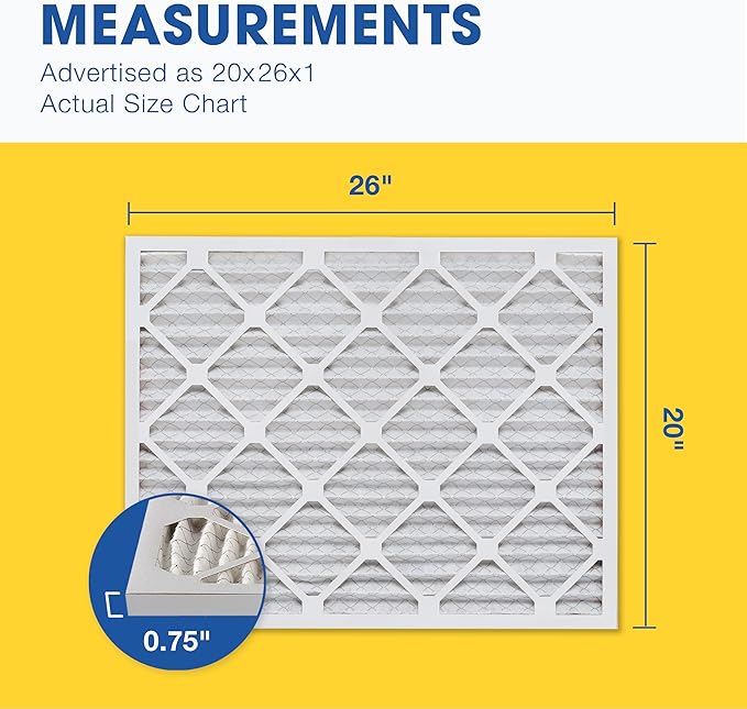 Aerostar 20x26x1 MERV 13-6 Count - Pleated Furnace & Air Conditioner Filters - Removes Bacteria, Dust, Cold & Flu Germs, Lint, Mold, Pet Dander, Allergy-Causing Pollen, Smog, Smoke & Viruses