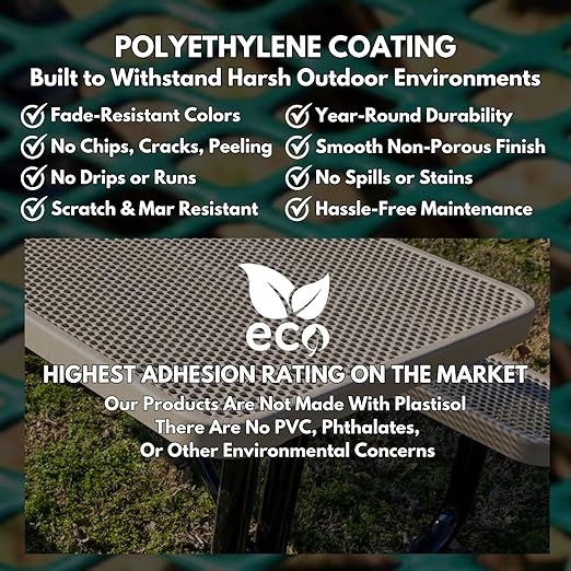 COATEDOUTDOORFURNITURE RFT-P-TXTBRW Heavy Duty Round Trash Receptacle with Flat Top, Liner Included, 32 Gallon, Textured Brown, Made in America