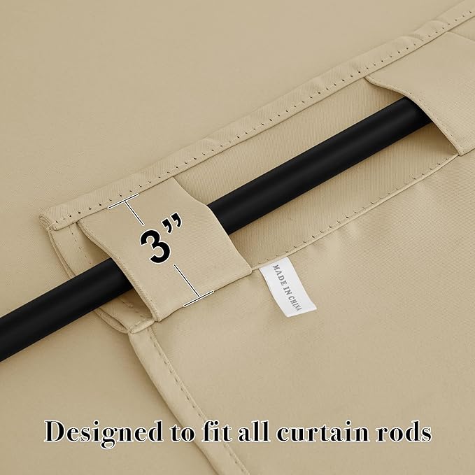 RYB HOME Short Blackout Curtains 36 inches, Solid Heavy Duty Small Window Treatment Room Darkening Privacy Draperies for Basement Bathroom Bedroom, Biscotti Beige, W42 x L36 inch, 2 Panels
