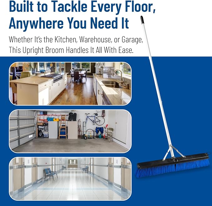 SPARTA Sweep Complete Floor Sweep with Squeegee for Catering, Buffets, Restaurants, Stainless Steel, 24 Inches, Blue