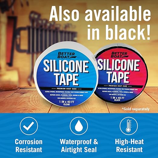 Clear Heavy Duty Silicone Tape, Self-Fusing Rubber Hose and Plumbing Water Pipe Repair Seal, Coax Electrical or Waterproof Tape for Leaks, 40ft