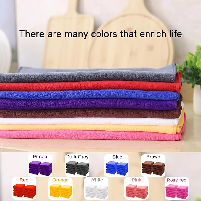 kimteny 13x28 Inches Kitchen Cloth Dish Towels, 400 GSM Premium Dishcloths, Super Absorbent Coral Velvet Microfiber Cleaning Cloths, Fast Drying Rags for Washing Dishes (8 Pack, Orange)