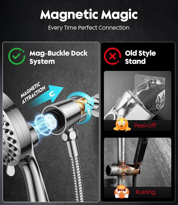 Shower Head with Handheld JOMST- Filtered High Pressure 10 Spray Modes, Built-in Power Wash for Pets&Tile, Magnetic Adjustable Bracket, Anti-Clog Nozzles, Water Softener Removes Chlorine&Hard Water