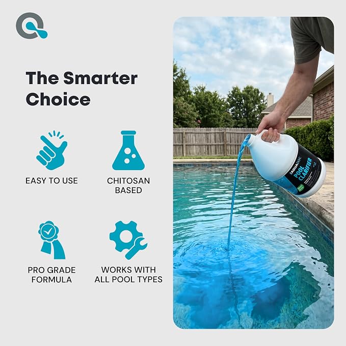AquaDoc Pool Clarifier for Inground and Above Ground Pools - 128 oz - Chitosan Clarifier to Help Clear Cloudy Water, Reduce Residue and Support Filter Performance - Made in USA