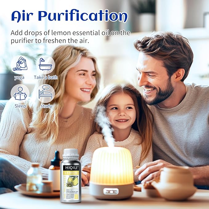 HIQILI Lemon Essential Oil for Cleaning, Skin & Diffuser | Can be added for degreasing, household use and aromatherapy purposes – 473mL / 16 fl.oz