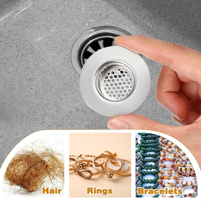 3pcs Bathroom Sink Strainer Fit Hole Size from 1.25" to 1.60" Bathtub Hair Catcher Bathroom Sink Drain Cover Stainless Steel Sinks Strainers Bath Tub Hair Catcher Mesh Sinks Strainer for Kitchen