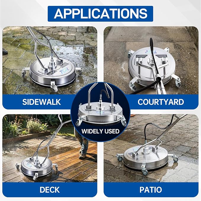TOR 20" Pressure Washer Surface Cleaner with 4 Wheels, Surface Cleaner for Pressure Washer, Stainless Steel Dual Handle Power Washer Surface Cleaner for Concrete, Driveway, Patio, Sidewalk