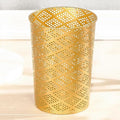 Metal Gold Trash Can, Modern Cylindrical Waste Bin for Small Spaces | 7.28" D x 10" H Luxury Gold Garbage Can | Metal Waste Basket for Office Bathroom Bedroom Decor | Modern Home Accent