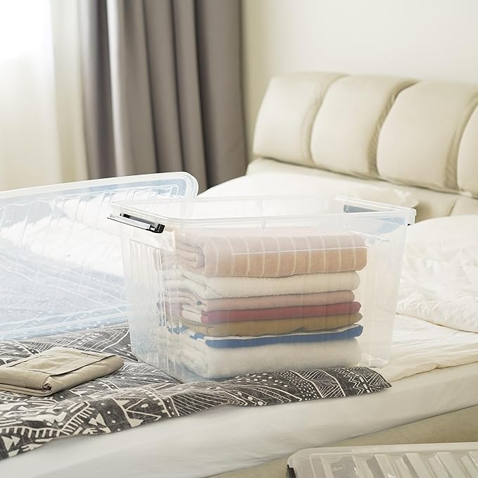 Citylife 54 QT Clear Plastic Storage Bins with Lids Stackable and Nestable Storage Boxes with Lids Large Plastic Storage Containers for Garage, Closet, Kitchen, 6 Packs