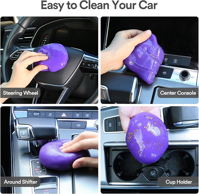 PULIDIKI Car Cleaning Gel Clean Putty Car Interior Cleaner Detailing Kit | Car Cleaning Slime, Car Cleaning Supplies, Car Accessories Gifts for Men Women Purple