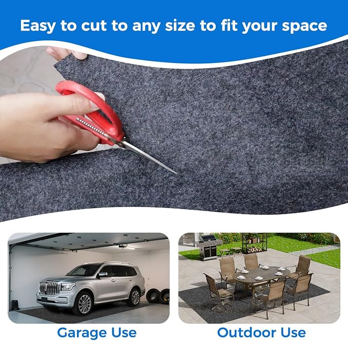 17'x7.45" Heavy Duty Garage Floor Mat with Adhesive Backing - Garage Floor mats for Under car， Garage Rugs and mats，Oil & Waterproof Non-Slip Protective Flooring for Under Cars