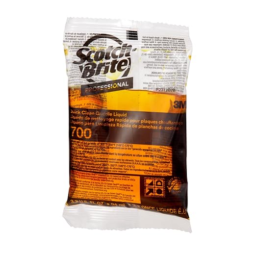 3M Scotch-Brite Griddle Cleaning, Quick Clean Liquid 700-40, 3.2 Oz Packet, 40/Pack, Heavy Duty, Cleans in 3-5 Minutes, for Baked on Food and Cooking Oils, Use on Hot or Cool Griddle