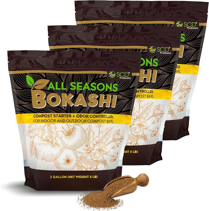 Bokashi Compost Starter, Accelerator, Odor Reducer - 15 lb | Fermented Wheat Bran, Reduces Odor, Absorbs Moisture, Compost Accelerator, For Kitchen Compost Bins, Trash Cans, Diaper Pails