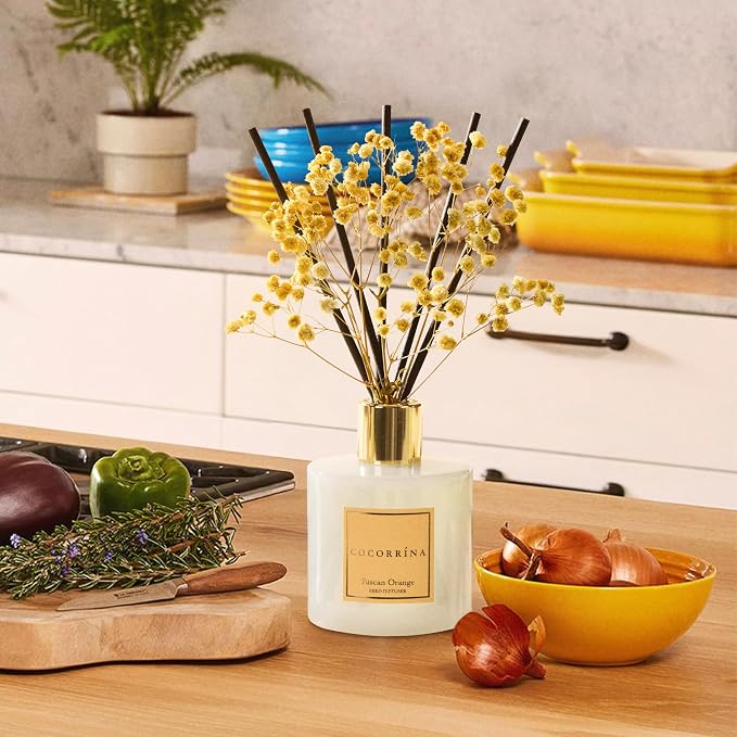 Reed Diffuser - Tuscan Orange 6.7 fl oz Reed Diffuser with Sticks, Home Bedrrom Bathroom Shelf Decor