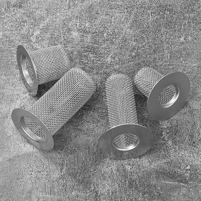 2 Pack Sink Drain Hair Catcher Shower Drain Strainer Stainless Steel Long Cylinder Tub Mesh Strainer Slop Basket Filter Trap for Bathroom Sink Utility Room Laundry Room RV Lavatory Bathtub