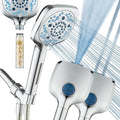 AquaCare High Pressure 10 Spray Mode Filtered Showerhead - Handheld Shower Head Filters Chlorine to Heal Dry Skin, Revive Hair - Dual Power Wash Cleans Tub, Tile, Pets - Hard Water Softener, Chrome