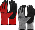 2 Pairs garden gloves work gloves with grip working gloves,Breathable latex dipped gloves,Suitable for garden weeding, construction, outdoor, warehouse handling, etc(Gray+Red)