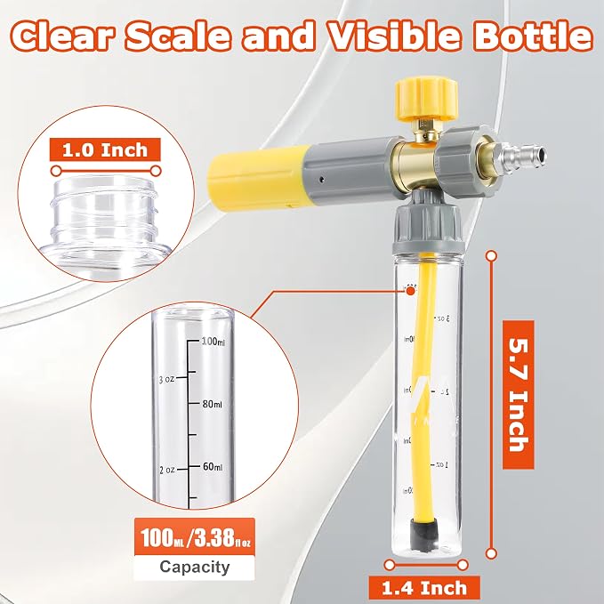 M MINGLE Pressure Washer Gun with Mini Undiluted Foam Cannon, 1/4" QC | Dual Connector Accessory, Undiluted Foam Blaster with 5 Nozzle Tips, M22 Adapter, Ideal for Car Wash, Patio & Deck Cleaning