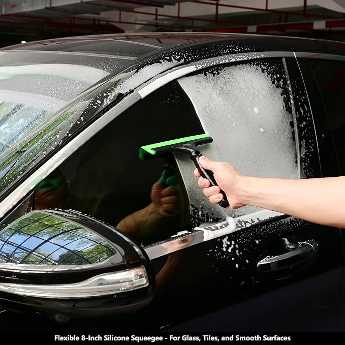 EHDIS 2PCS Flexible 8-Inch Silicone Squeegee Window Tint Tool Auto Water Blade, Shower Squeegee for Car Windshield, Glass, Tiles, and Smooth Surfaces (Green)