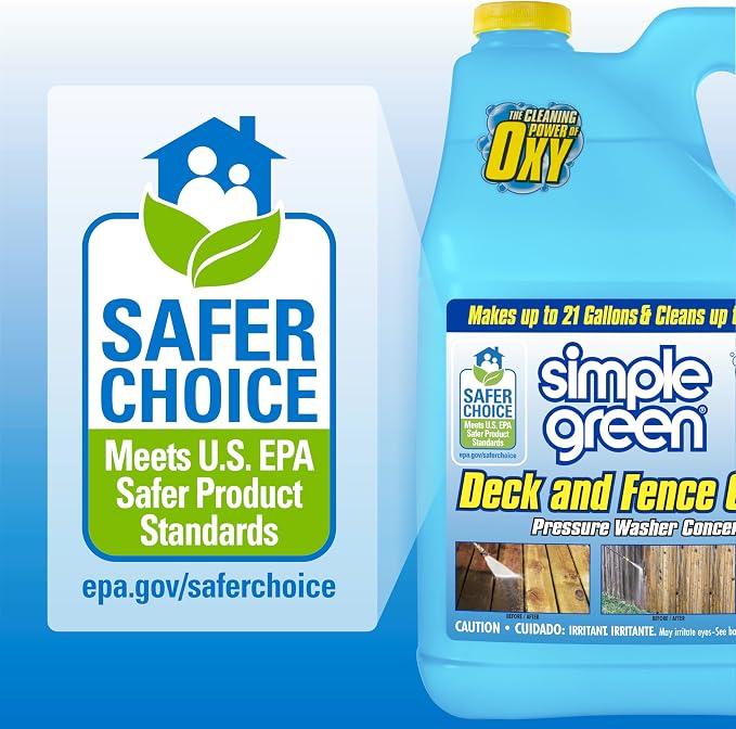 Simple Green Oxy Solve Deck and Fence Pressure Washer Cleaner, Colorless to Pale Straw, Unscented, 128 Fl Oz (Packaging May Vary)
