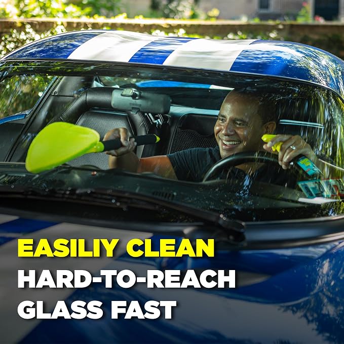 Invisible Glass 99031 Reach & Clean Glass Windshield Cleaner Tool Combo Kit With Premium Aerosol Glass Cleaner, Extendable Handle, (2) Reusable Quick Change Microfibers, and Storage Bag