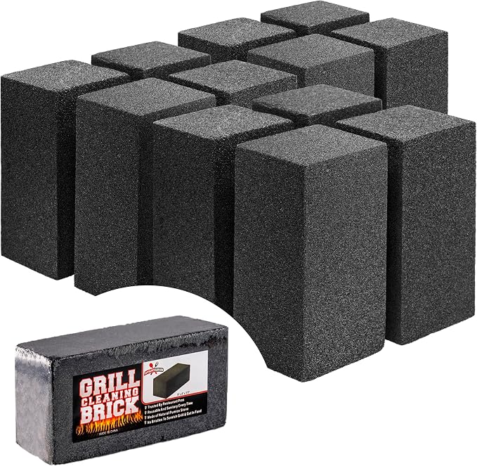 Commercial Grade Grill Cleaning Brick Bulk 12 Pack by Avant Grub. Pumice Stone Cleaner Tool Cleans and Sanitizes Restaurant Flat Top Grills or Griddles Effectively Without Harsh Chemicals or Abrasives
