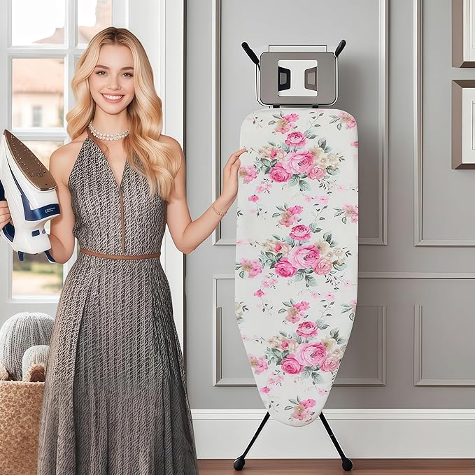 Ironing Board Cover with Two 5MM Thick Feltpads,15"x48"Heat Resistant Replacement Ironing Board Cover and Pad,Fits Standard Ironing Boards,Durability and Easy to Install