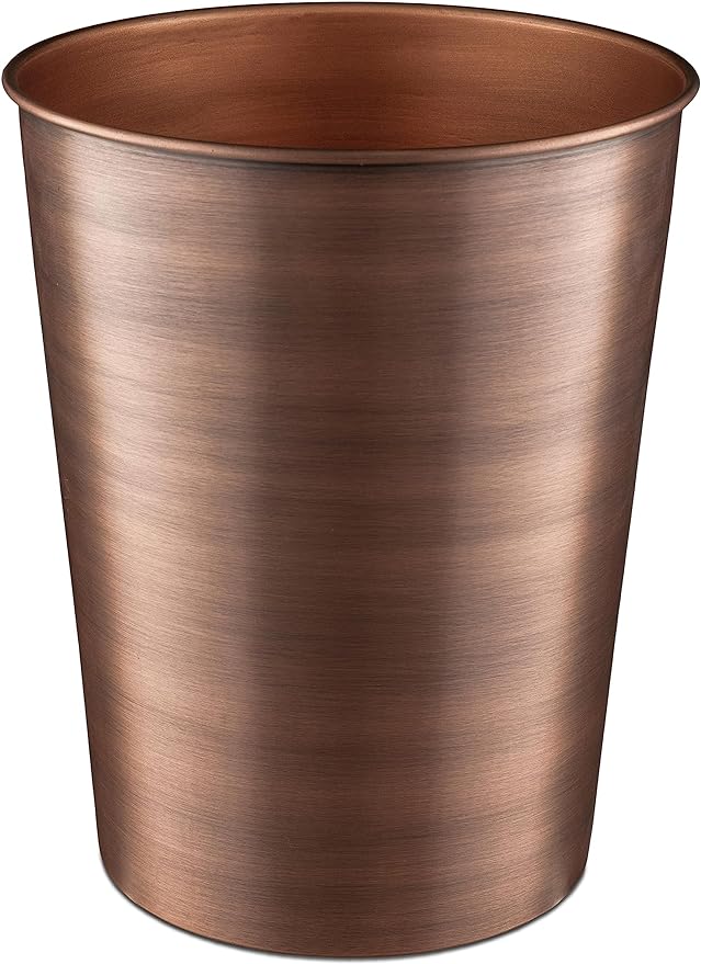 Monarch Abode Metal Bathroom Trash Can – Waste Basket for Bedroom, Office Desk, & Dorm, Handcrafted, Durable Decorative Antique Copper Small Trash Can Bathroom Garbage Bin Wastebasket