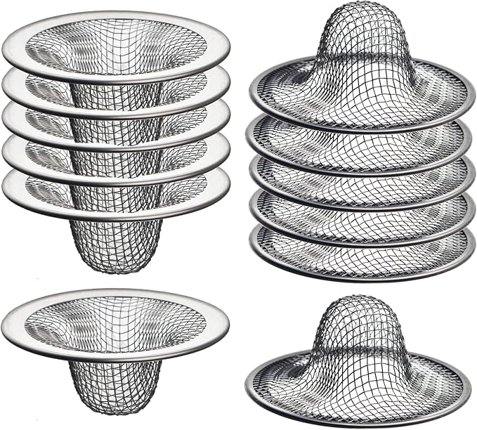 12 Pack - 2.125" Top / 1" Basket- Mesh Sink Drain Strainer Hair Catcher for Bathroom Sink, Utility, Slop, Laundry, RV and Lavatory