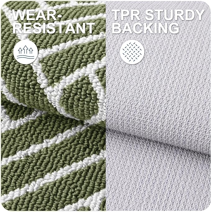 OLANLY Large Indoor Door Mat, 59x35 Inch, Dirt Resistant and Absorbent, Non-Slip Rubber Backing Floor Mats, Easy Clean Low-Profile Doormat for Entryway, Front Door, and Inside Entrance, Green