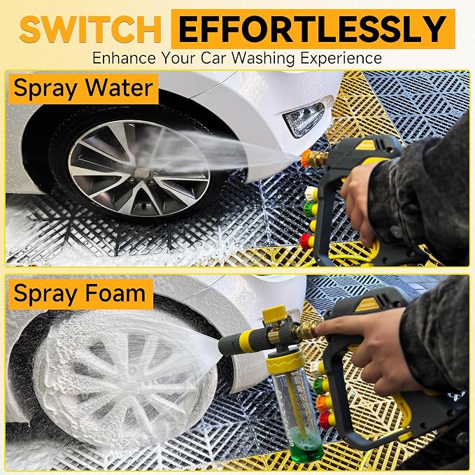 PWACCS Pressure Washer Foam Cannon Pro, Small No-Dilution Foam Gun 200 ML | Power Washer Soap Foam Blaster With Short Gun, 4 Spray Nozzles, For Car Wash
