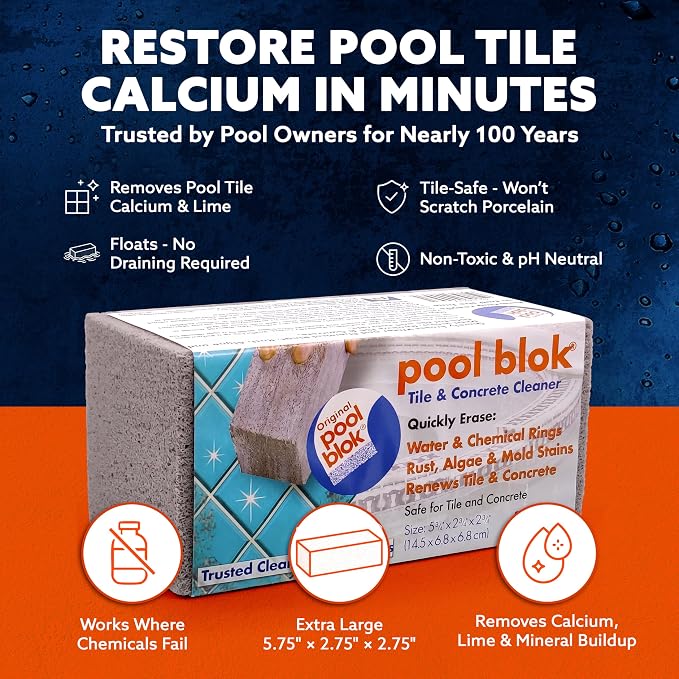 Pool Blok Pumie 12-Pack Pumice Stone for Pool Tile Cleaning - Calcium Remover for Tile & Plaster Stain - Cleaner for Calcium Build Up - Grout & Concrete Scouring PB-12-5.75x2.87x2.87
