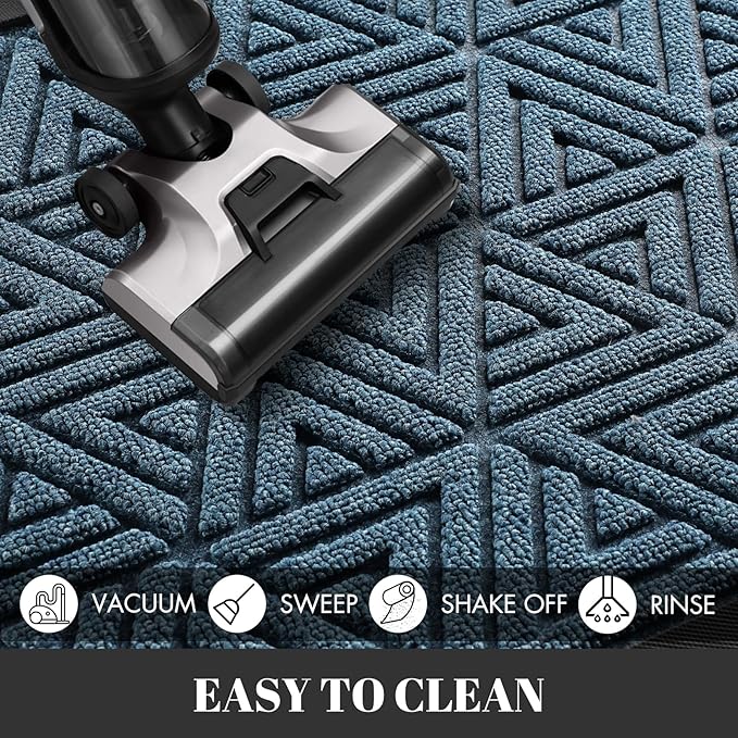 Yimobra Outdoor Mats for Front Door 29.5x17, All-Weather Waterproof Non-Slip Outdoor Door Mat Outside Eentrance, Garage/Patio Entryway Indoor Doormat, Easy Clean, Mix Blue