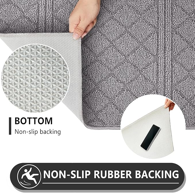 REFETONE Indoor Doormat, Front Back Door Mat 36"x59" Absorbent Rubber Backing Non Slip Door Mats, Low-Profile Resist Dirt Rugs, Machine Washable Door Rug Inside Floor Mat for Entryway, Light Grey
