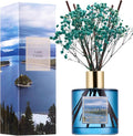 Reed Diffuser - Lake Tahoe 6.7 Fl.oz Reed Diffuser Set with 8 Sticks & Preserved Baby's Breath, Reed Diffuser for Home Bathroom Shelf Decor