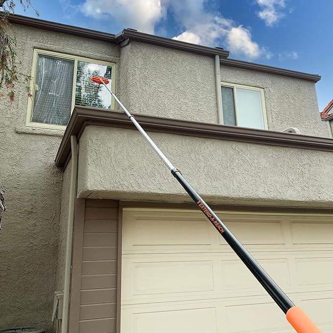 4-12 ft Long Telescopic Extension Pole, Multi-Purpose Extendable Pole | Universal Twist-on Metal Tip, Lightweight and Sturdy // Best Telescoping Pole for Painting, Dusting and Window Cleaning