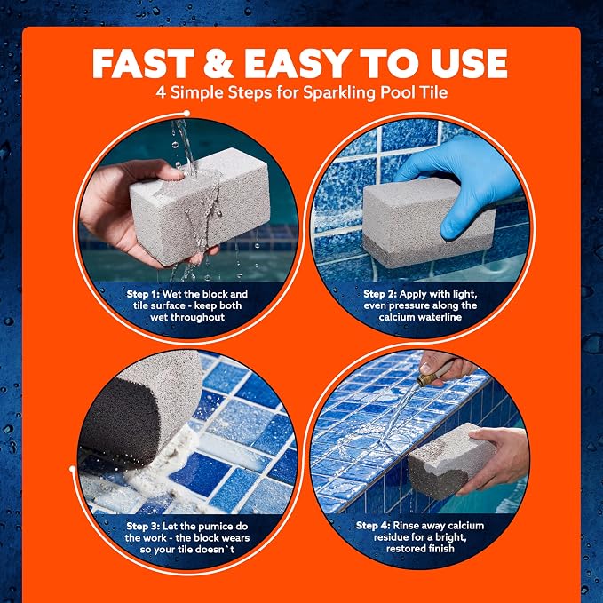 Pool Blok Pumie 12-Pack Pumice Stone for Pool Tile Cleaning - Calcium Remover for Tile & Plaster Stain - Cleaner for Calcium Build Up - Grout & Concrete Scouring PB-12-5.75x2.87x2.87