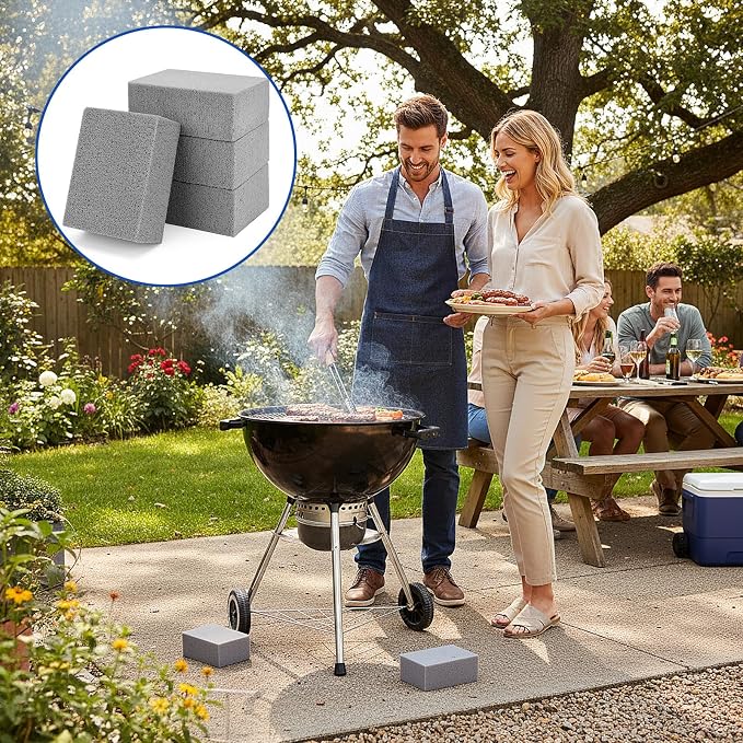 4 Pack Grill Cleaning Bricks Pumice Stone Cleaner Blocks | Commercial grade pumice for oven, stove, BBQ grill, cookers, frying pans and flat top griddles