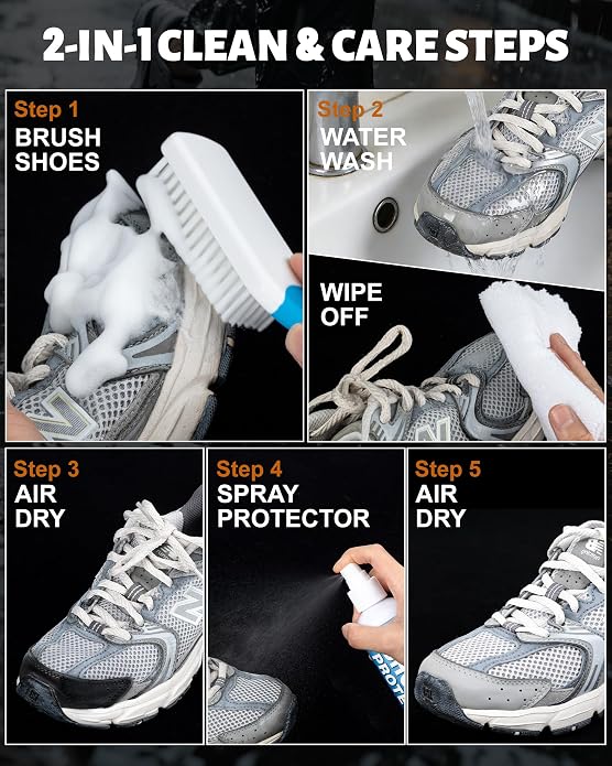 Jevvu Shoe Cleaner, Sneaker Cleaner Foam for Removing Stains and Dirt, Shoe Cleaning Kit for White Shoes