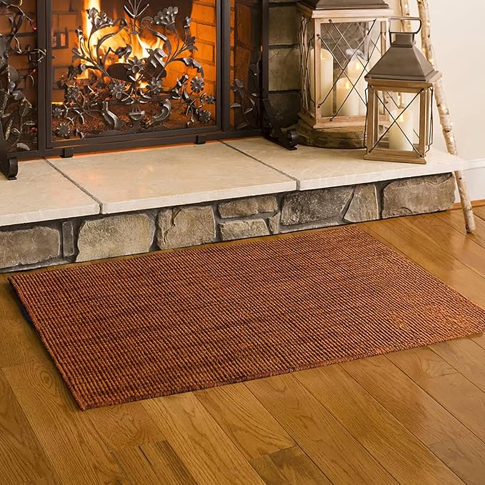 Plow & Hearth Dalton 2x3'6" Fireproof Hearth Rug | Paprika | Wool Blend Fireplace Mat | Protect Home Décor Hardwood Floor and Carpet from Sparks and Embers Wood Stove