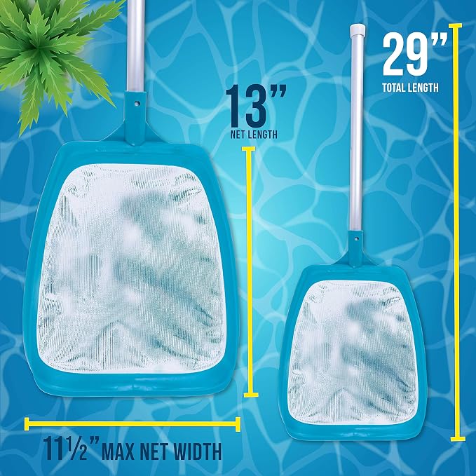 U.S. Pool Supply Professional Spa, Hot Tub, Pool Hand Leaf Skimmer Net with 17" Aluminum Pole - Ultra Fine Mesh Netting, Clean the Finest Debris - Pond, Kid Kiddie Inflatable Pool Cleaning Maintenance