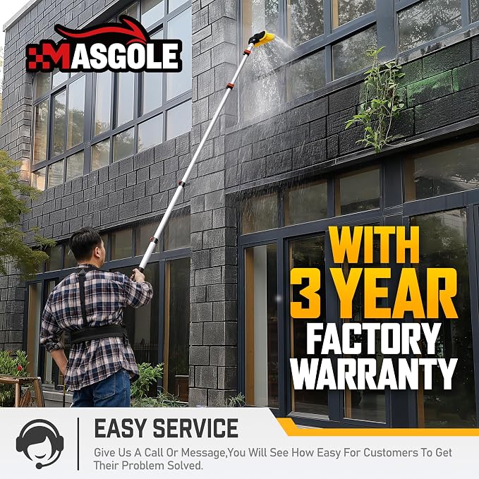 Pressure Washer Wand 24FT Telescoping with Pressure Washer Extension Wand, Gutter Cleaning Tools - Extension Pole, Brush Head, 7 Spray Nozzle Tips, Support Belt & Hose Adapters