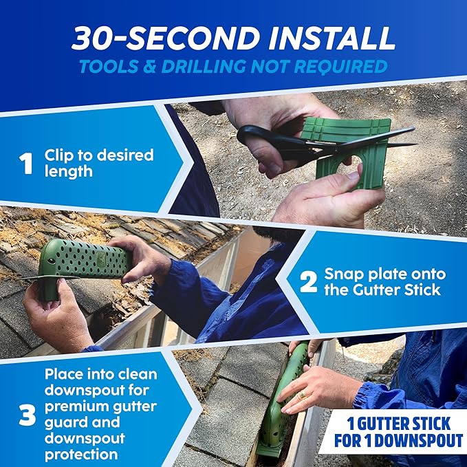 Downspout Guard - Prevents Clogs, Overflows & Water Damage - Universal Fit for All Gutters - Easy No-Tool Install - Weatherproof & Durable - Keeps Debris Out, Water Flowing - 1 Pack