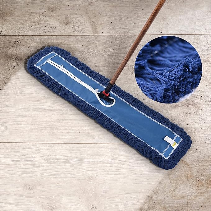 MATTHEW CLEANING 24'' Industrial Strength Cotton Dust Mop Refill Washable Replacement Heads For Residential & Commercial Use Fit Standard Dust Mop Frames, Hardwood, Laminate, Concrete Floors 1 Pack